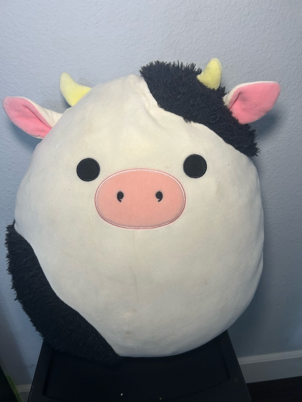 Plush Cow Pillow - White, Black & Pink